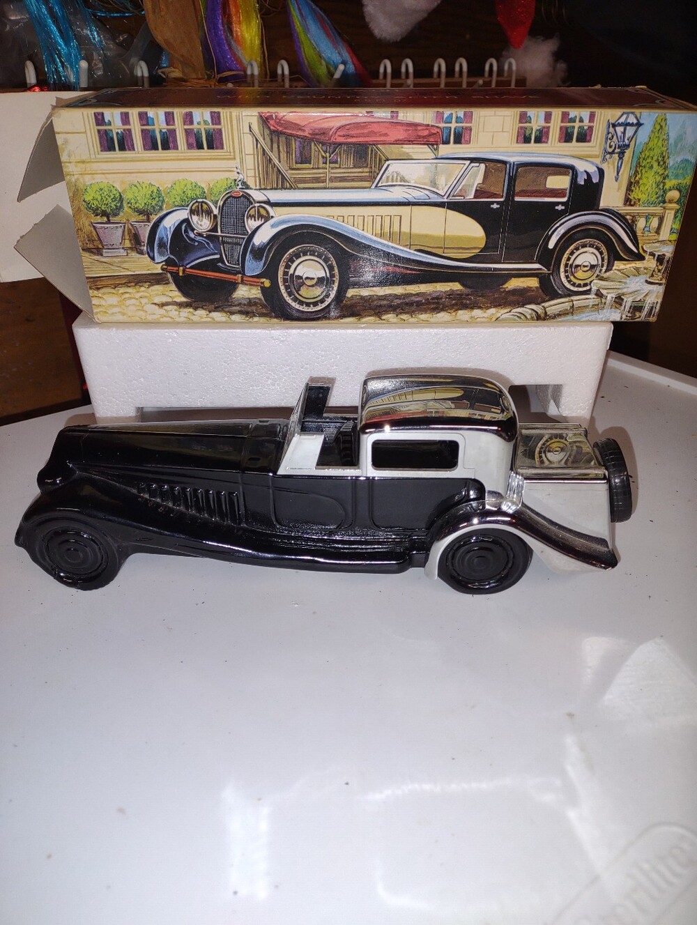 VTG AVON Bugatti Wild Country After Shave Black Glass Car 6.5oz Cologne Empty